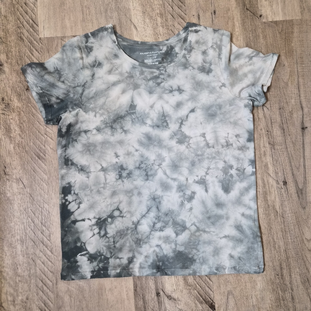 Majestic Filatures Tie Dye Tee Organic Cotton Blue Gray Short Sleeve Shirt